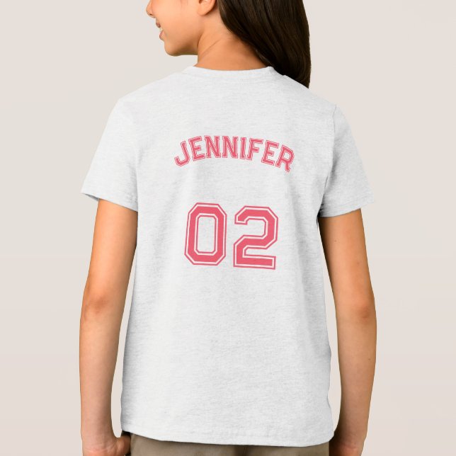 Kleinkind Teen Girl Name Jersey Nummer Girls Sport Tri-Blend Shirt (Rückseite)