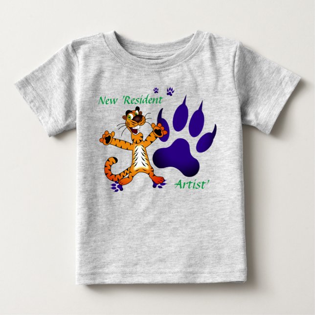 Kleinkind Tiger Tracks Artful Baby T-shirt (Vorderseite)