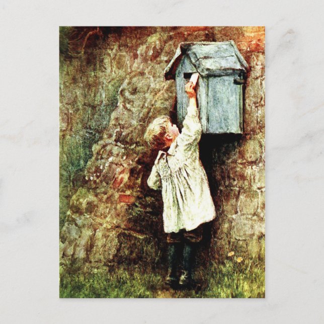 Kleinkind und Brief Postkarte (Vorderseite)