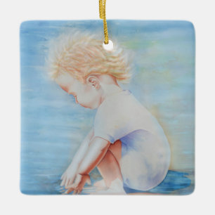 Kleinkinder am Strandsee Keramikornament