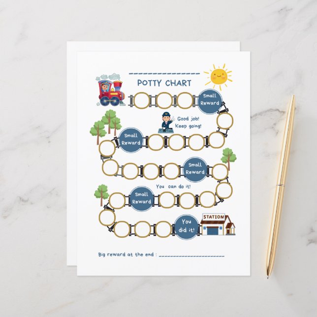 Kleinkinder Papierblatt-Taschendiagramm mit Zug (Vorderseite/Rückseite Beispiel)