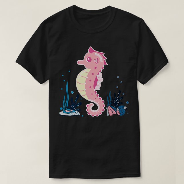 Kleinkinder Tiergeschenk Niedliches Seepferd T-Shirt (Design vorne)