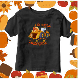 Kleinkinder Traktor Türkei Ich grabe Erntedank Kleinkind T-shirt