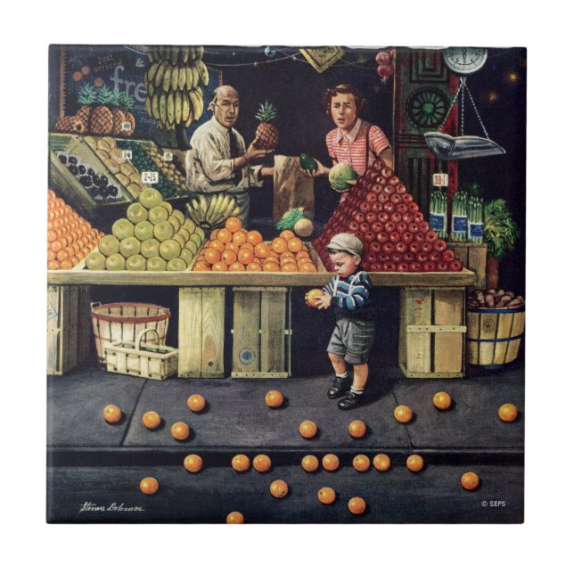 Kleinkinder und Orangen Fliese (Vorderseite)
