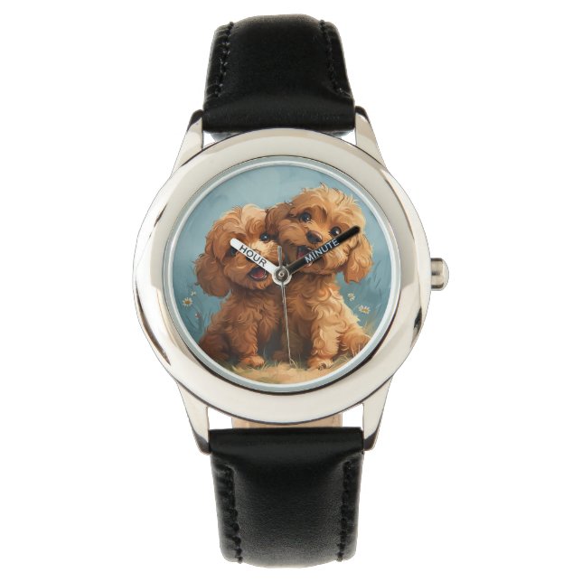 Kleinkinder Vintage Lederuhr Armbanduhr (Vorderseite)