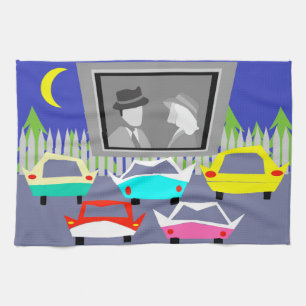 Kleinstadt-Autokino-Film-Geschirrtuch Geschirrtuch