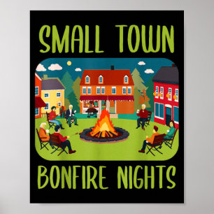 Kleinstadt Lagerfeuer Nächte Herbst Herbstsaison Poster