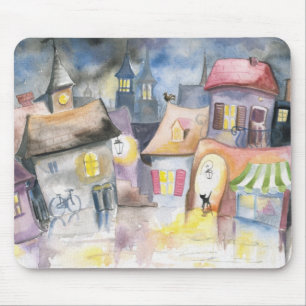 Kleinstadt nachts mousepad