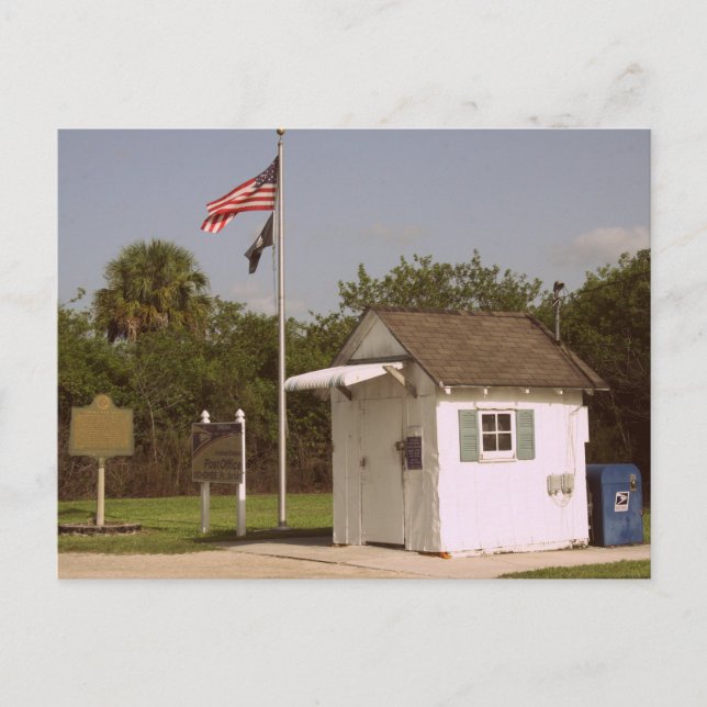 Kleinste Post in den USA, Ochopee, FL 34141 Postkarte (Vorderseite)