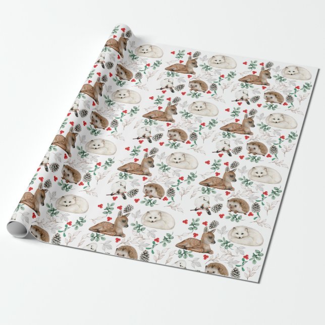 Kleintiere aus Aquarellwald Geschenkpapier (Ungerollt)
