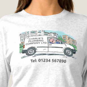 Kleinunternehmen mit Namen auf einem weißen Liefer T-Shirt