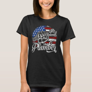 Klempner Amerikanische Flagge Klempnerei Rohrschlü T-Shirt