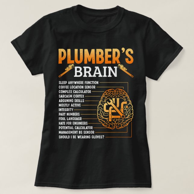 Klempner Brain Plumbing Pipe Fitter Handwerker T-Shirt (Design vorne)