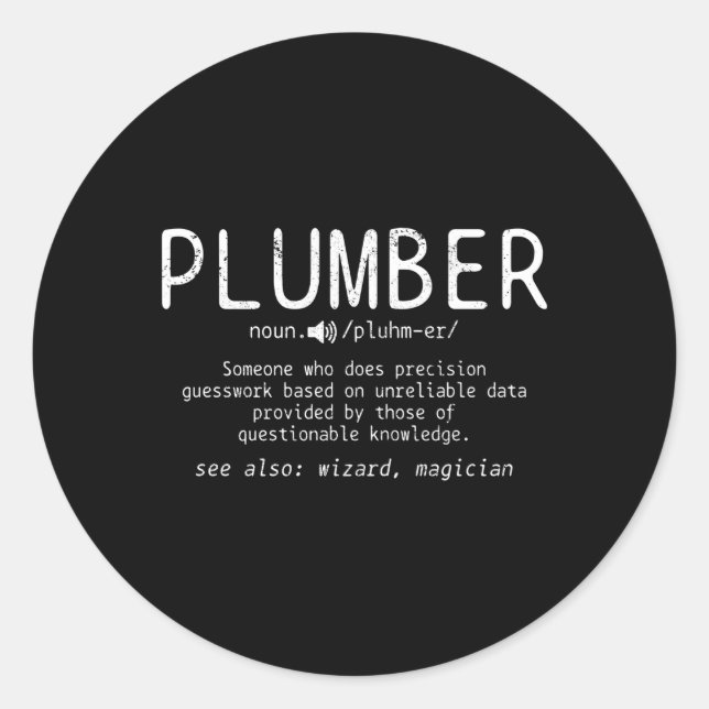 Klempner-Definition-Klempner für Wörterbuchpakete Runder Aufkleber (Vorderseite)
