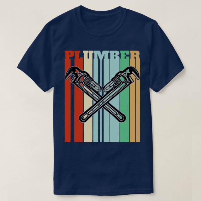 Klempner Klempner überquert Wrenches Retro T-Shirt (Design vorne)