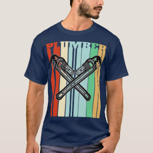 Klempner Klempner überquert Wrenches Retro T-Shirt