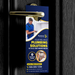 Klempner Sanitärtechniker Handwerker Blau Gold Türanhänger