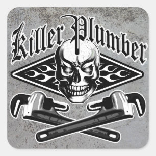 Klempner-Schädel: Mörder-Klempner 3,1 Quadratischer Aufkleber