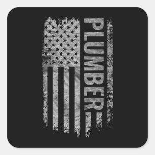 Klempner USA-Flagge abgenutztes Design Quadratischer Aufkleber