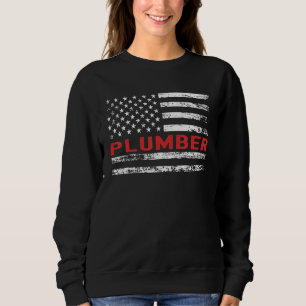 Klempner USA-Flagge Beruf Retro-Job-Titel Sweatshirt