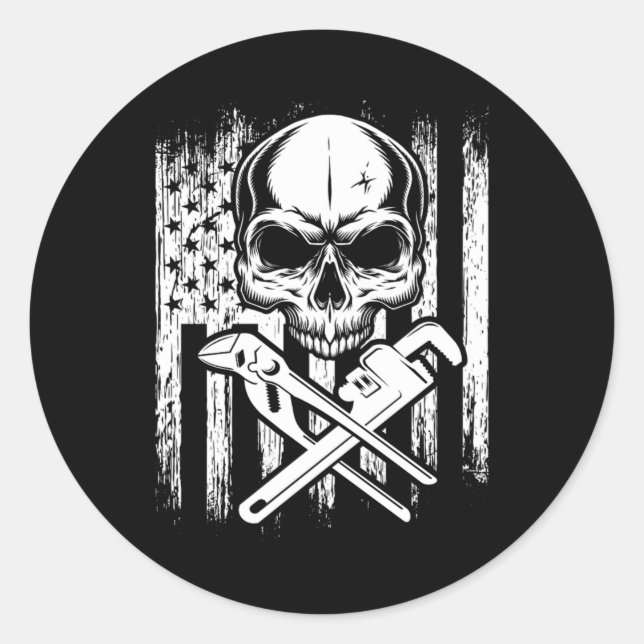 Klempneramerikanische Flag-Klempnerwerkzeug Runder Aufkleber (Vorderseite)