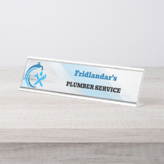 Klempnerdienst Blue Water Drop Logo Installateur Schreibtischnamensplakette