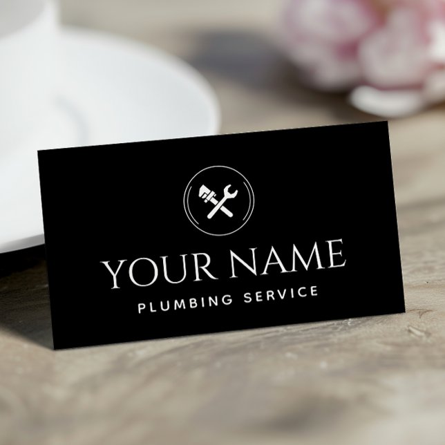 Klempnerhandyman Black & White Visitenkarte (Von Creator hochgeladen)