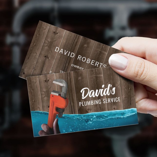 Klempnerleitung Vintages Holz Visitenkarte (Von Creator hochgeladen)