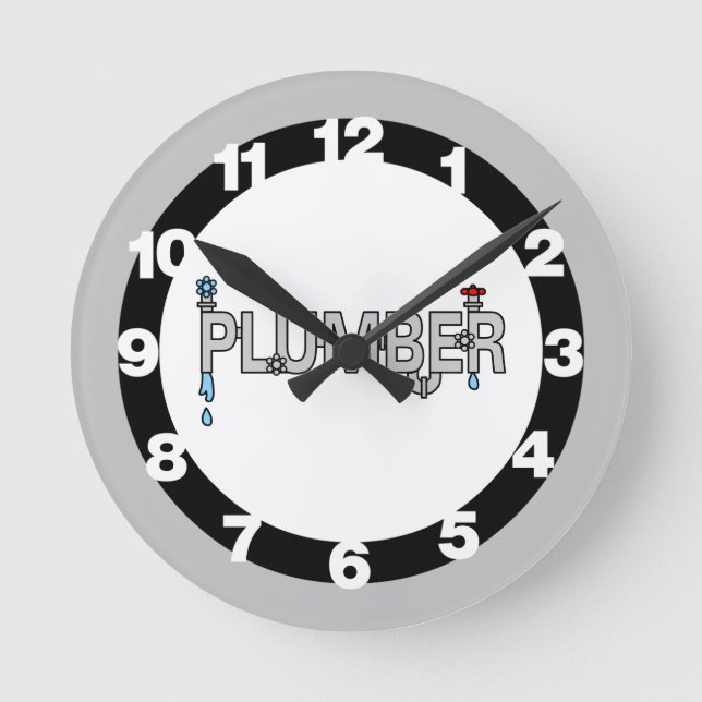 Klempnerpfeifen Runde Wanduhr (Vorderseite)