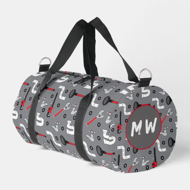 Klempnerrohre Gemustertes Monogramm Duffle Bag (Linke Seite)