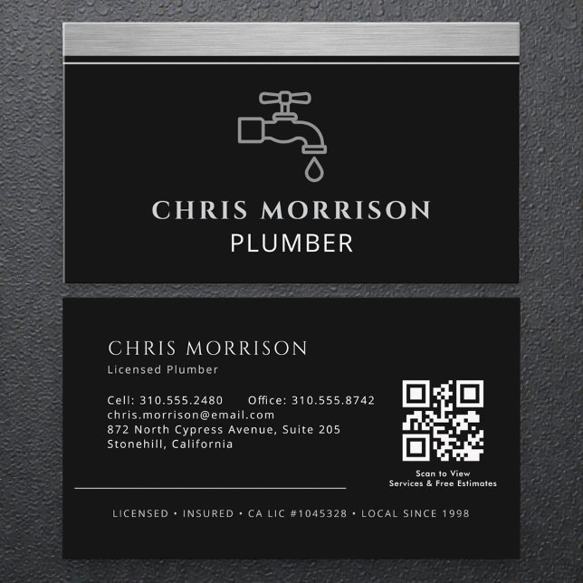 Klempnerunternehmen-Klempner-QR-Code Visitenkarte (Von Creator hochgeladen)