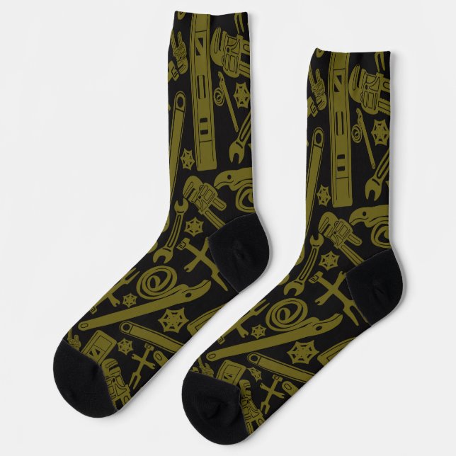 Klempnerwerkzeuge, mehrfarbiges Muster, rückseitig Socken (Linkes Detail)