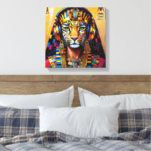 KLEOPATRA KÖNIGIN DES NIL-LEOPARDEN LEINWANDDRUCK