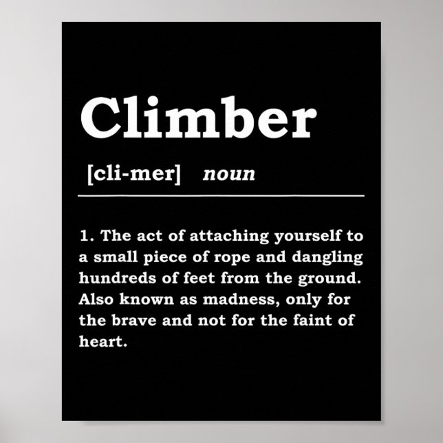 Kletterer Definition Substantiv Boulderin Felsenkl Poster (Vorne)