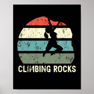 Kletterfelsen Retro Rock Climb Vintag Poster