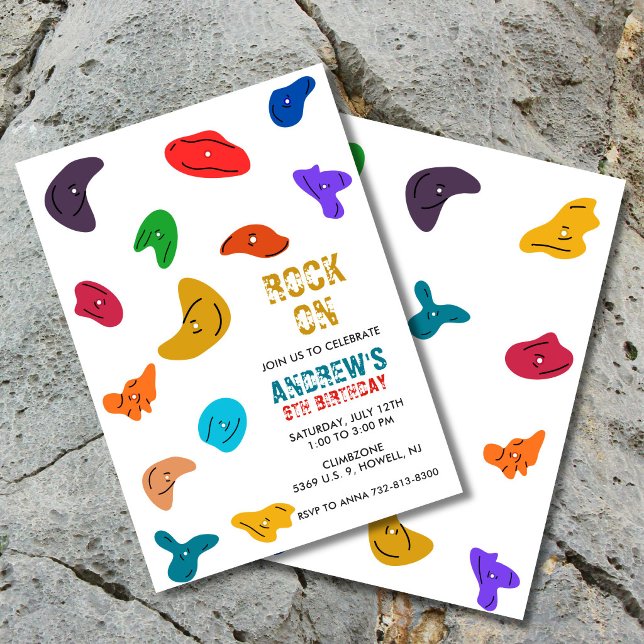 Klettergeburtstag Einladung (colorful rock climbing kids invite, fun, modern and fully customizable)