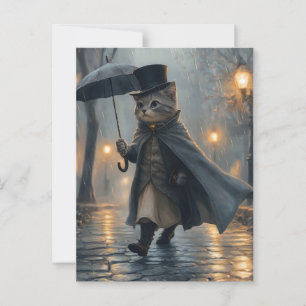 Kletterkatze Mit einem Regenschirm wandern Postkarte