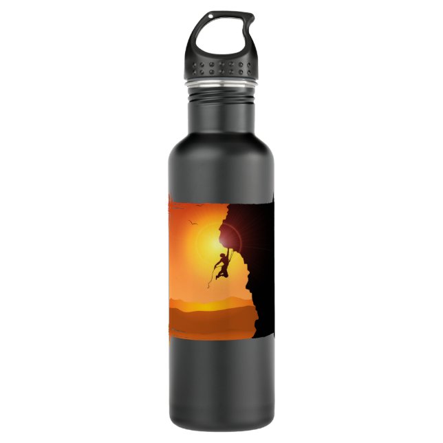 Kletterklettern BoulderingDistressed Retro Rock Cl Edelstahlflasche (Vorderseite)