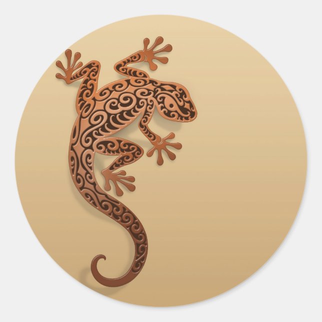 Klettern Brown Gecko Runder Aufkleber (Vorderseite)