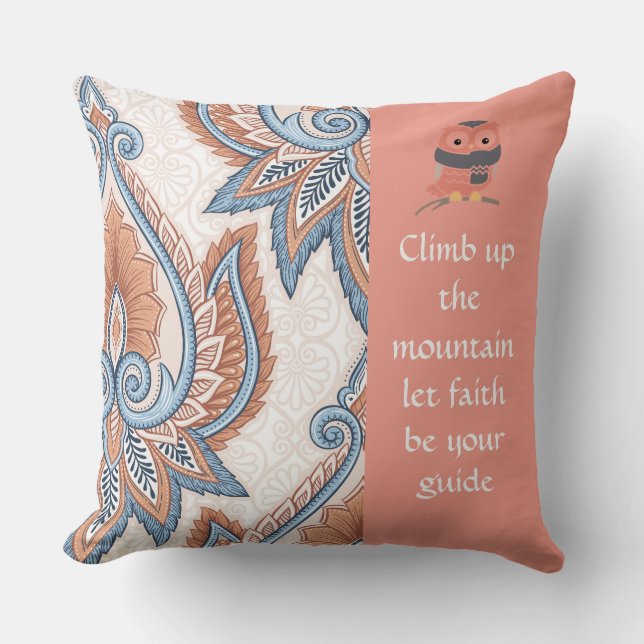 Klettern des Paisley Peach/Blaukissen Kissen (Vorderseite)