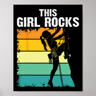 Klettern, Dieses Mädchen rockt, Bouldern, Berg Poster