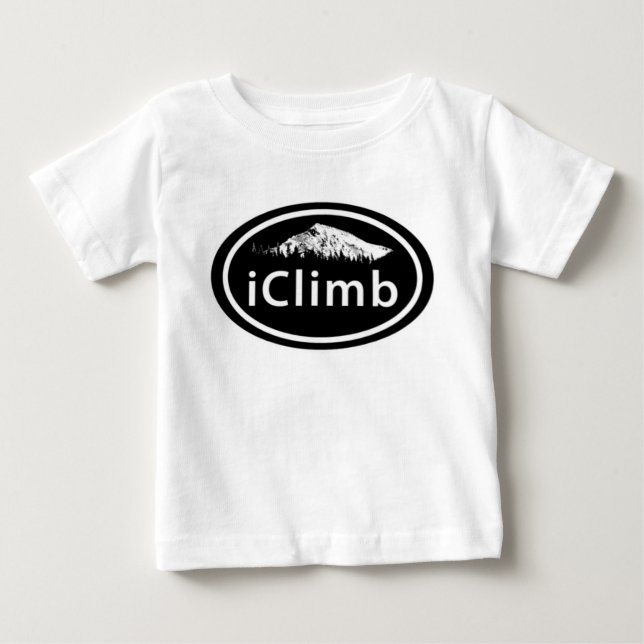 Klettern "iClimb" Oval Mountain Tag Baby T - Shirt (Vorderseite)