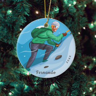 Klettern in einem Schneeberg Extreme Winter Sport  Keramik Ornament