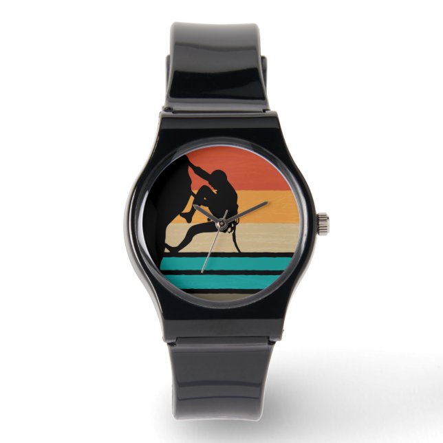 Klettern Klettern Retro Armbanduhr (Vorderseite)