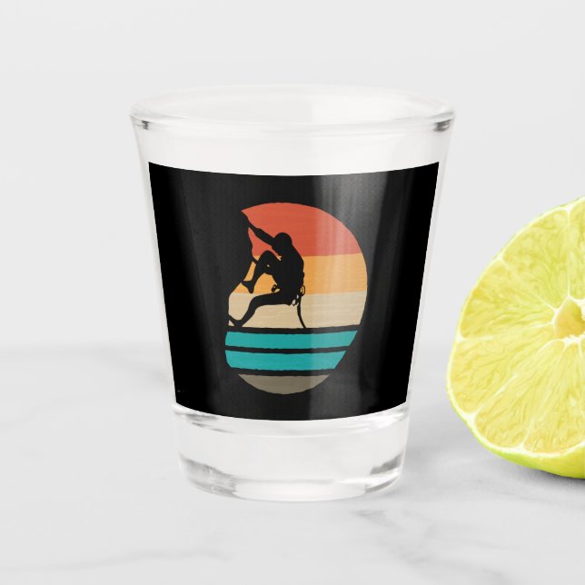 Klettern Klettern Retro Schnapsglas (Vorderseite)