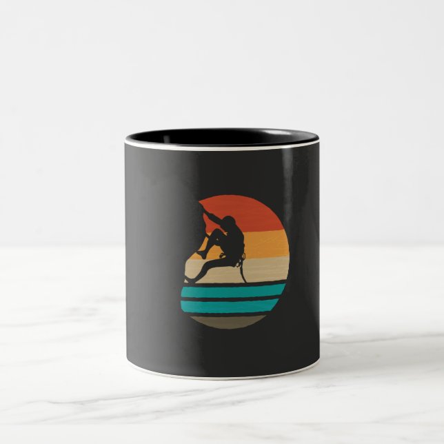 Klettern Klettern Retro Zweifarbige Tasse (Mittel)