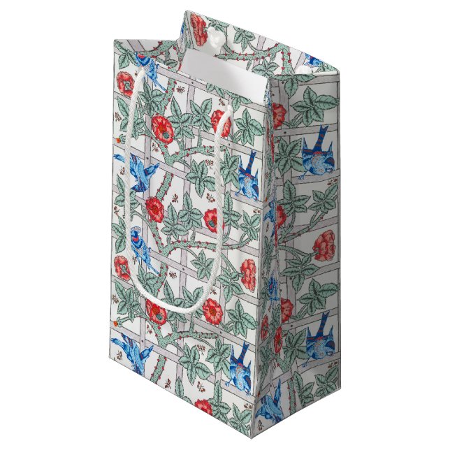 Klettern Rose & Kleiner Vogel, William Morris Klei Kleine Geschenktüte (Vorderseite Schrägansicht)
