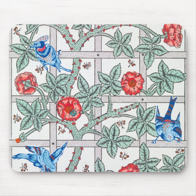 Klettern Rose & Kleiner Vogel, William Morris Mousepad (Vorne)