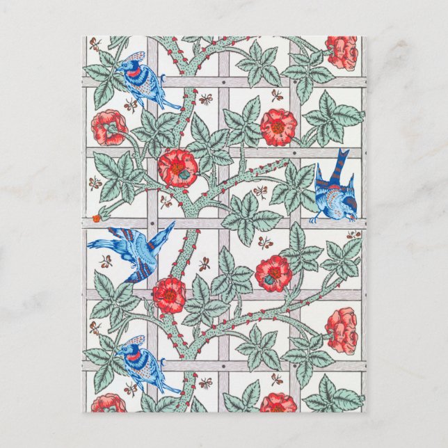 Klettern Rose & Kleiner Vogel, William Morris Postkarte (Vorderseite)
