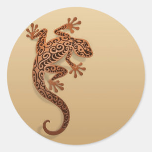 Kletternder BrownGecko Runder Aufkleber